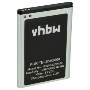 Bateria de substituição vhbw para Router TP-Link TBL55A2000, TBL-55A1800 - 1900 mAh 3.7 V Li-polymer