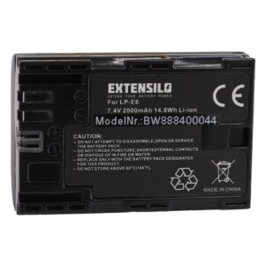 Bateria EXTENSILO compatível com Canon LP-E6N - 2000mAh, 7.4V, Li-Ion