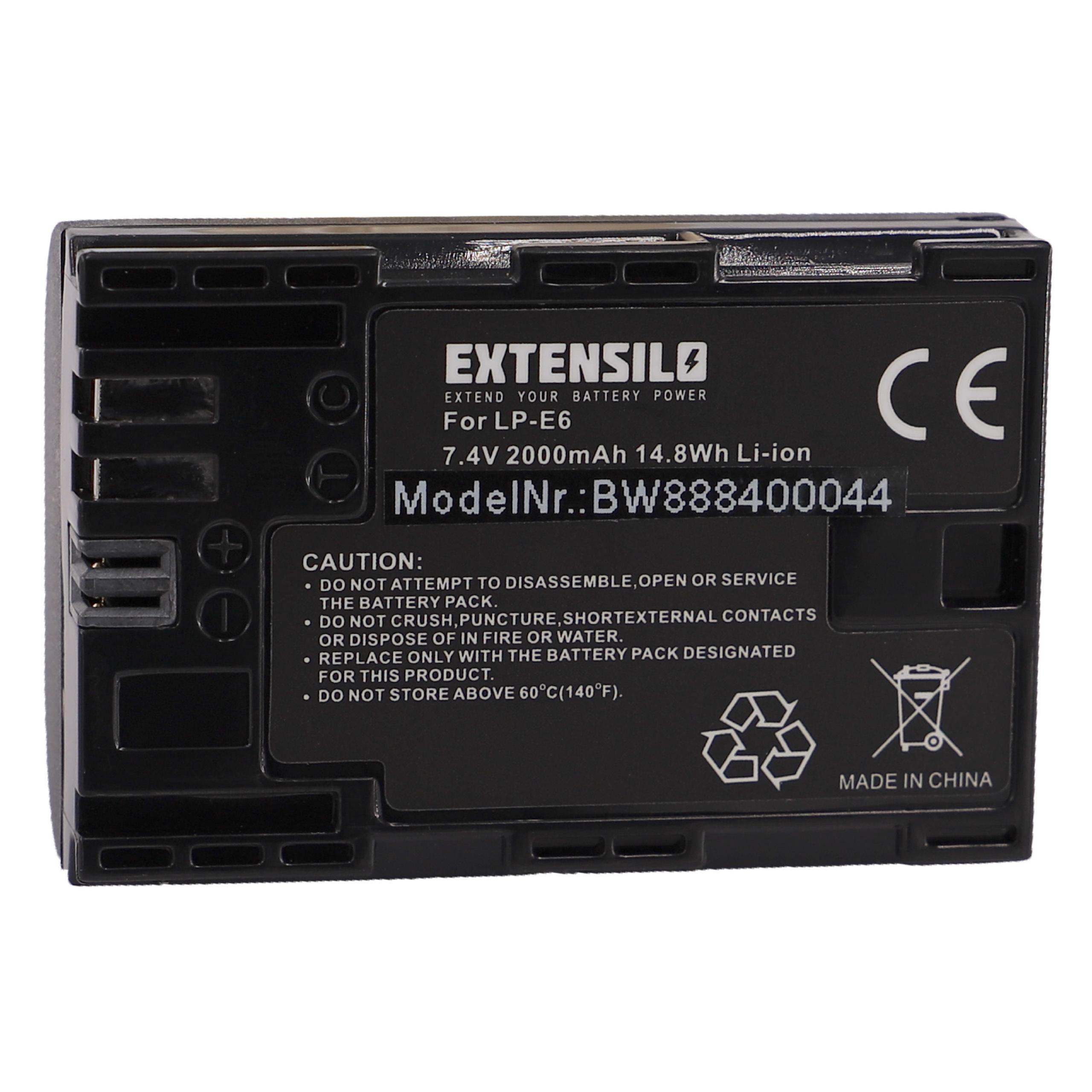 Bateria EXTENSILO compatível com Canon LP-E6N - 2000mAh, 7.4V, Li-Ion