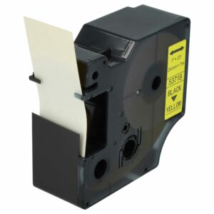 Fita de Etiquetas compatível com Dymo D1, 53718 - 24 mm Preto sobre Amarelo