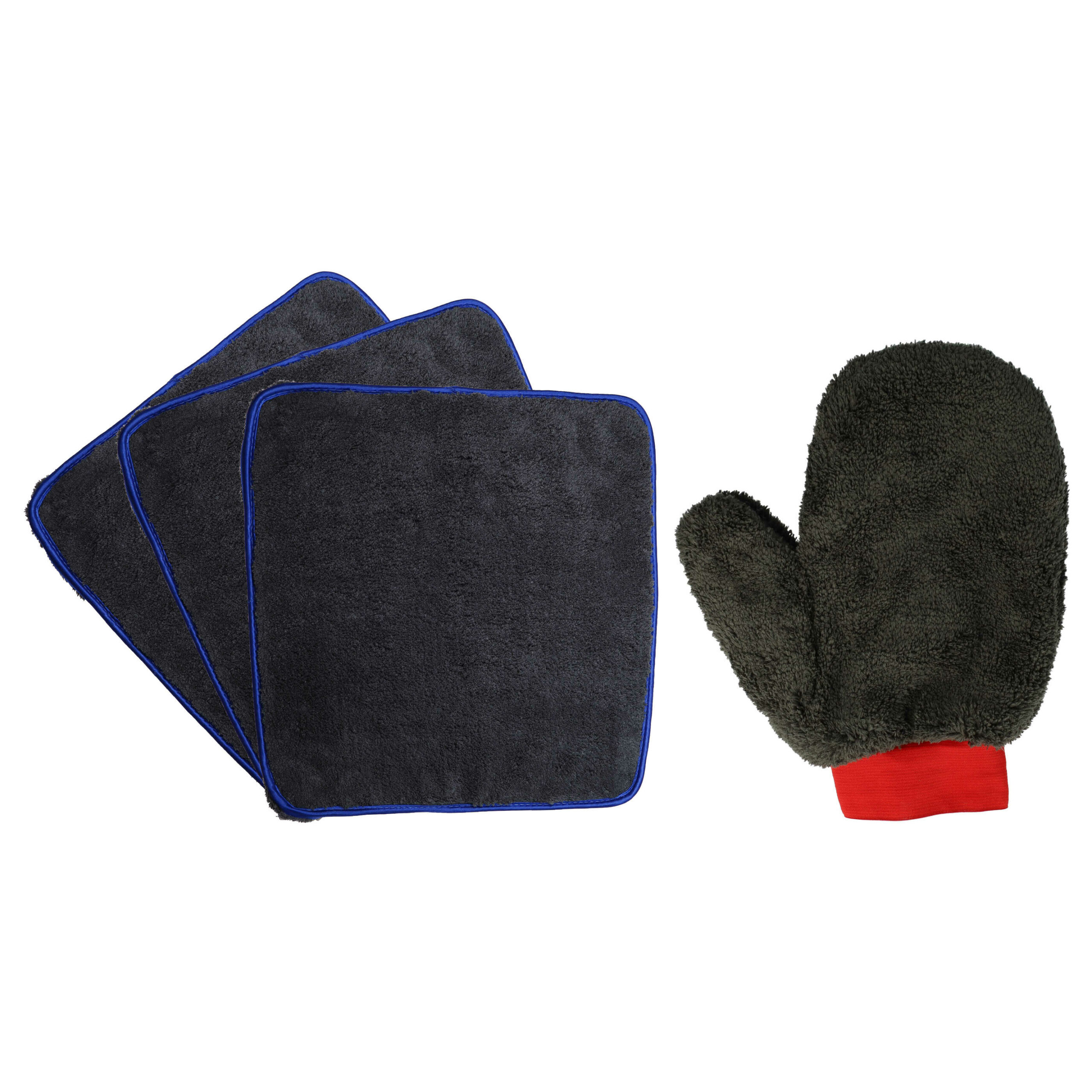 Kit de Limpeza vhbw para Carros, Motos e Bicicletas - 3 Panos em Microfibra 1200 GSM + Luva de Lavagem