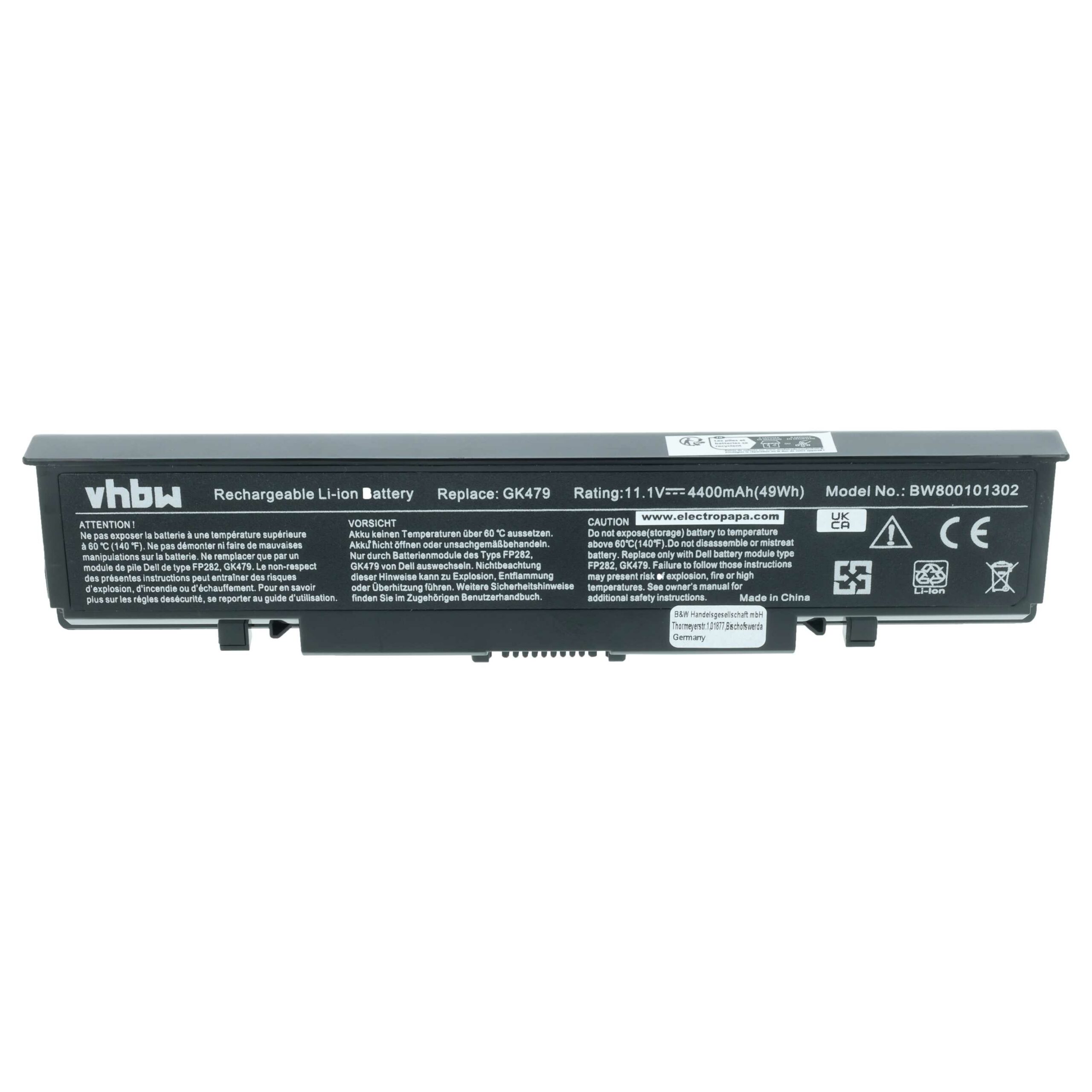 Bateria para Portátil Dell 312-0513, 312-0518, 312-0520, 312-0504 - 4400 mAh 11.1 V Li-Ion vhbw - Image 3