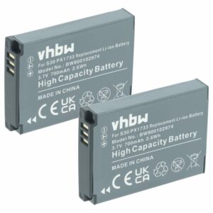 2x Bateria vhbw para Toshiba Camileo S30 700mAh