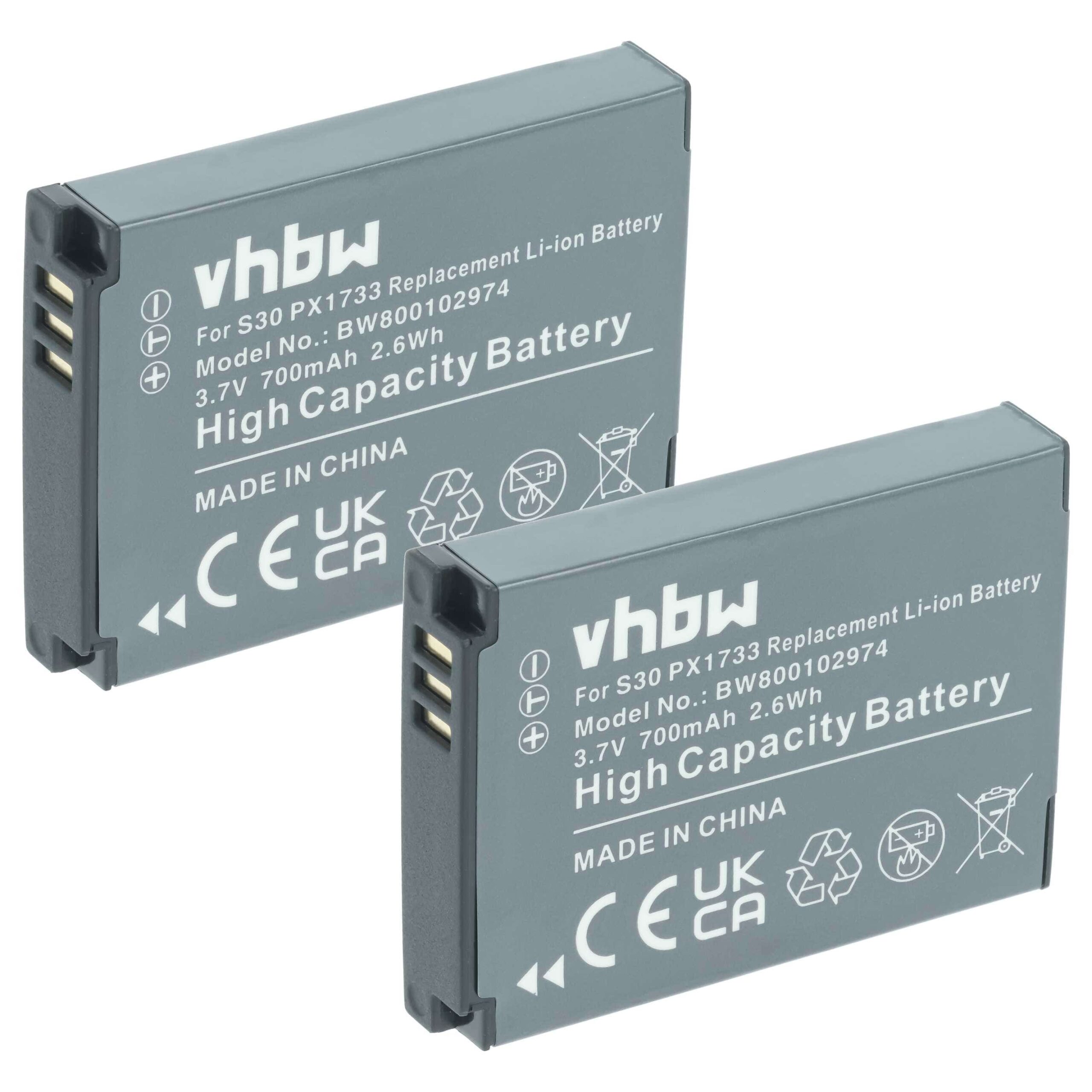 2x Bateria vhbw para Toshiba Camileo S30 700mAh