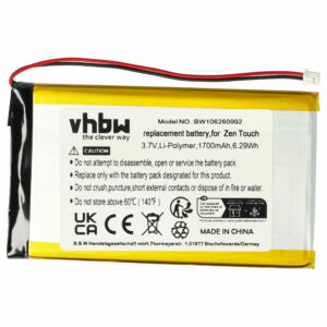 Bateria vhbw para Creative MP3-Player - 1700 mAh 3.7 V Li-polymer (DAP-HD0014, DAA-BA0004)