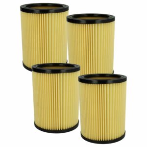 4x Filtros de Cartucho para Aspiradores Hikoki Hitachi 710060, Preto/Amarelo