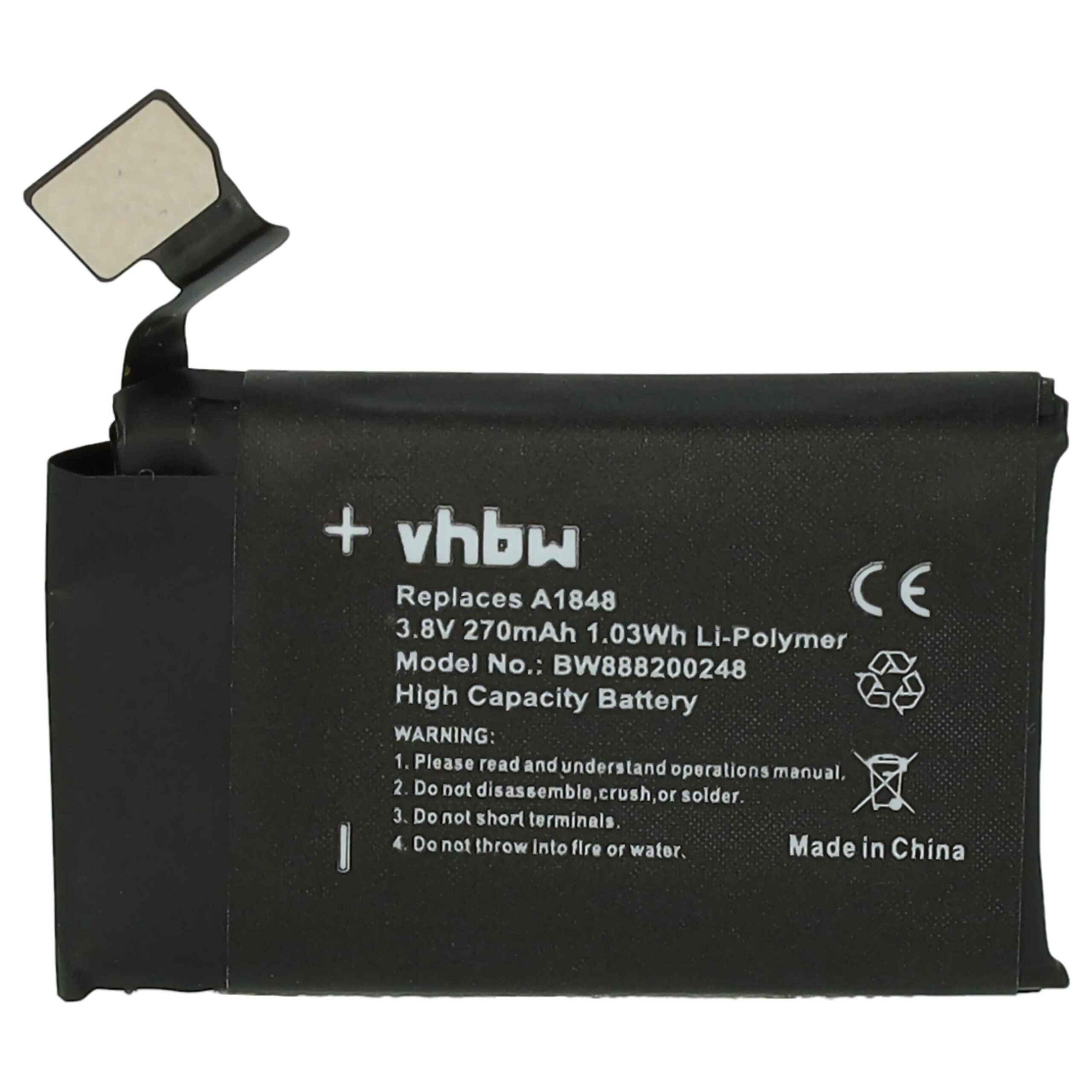 Bateria vhbw para Apple Smartwatch A1848 - 270 mAh 3.82 V Li-polímero + Ferramentas