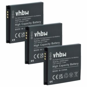 Pack 3x Baterias vhbw para Samsung SLB-07A, SLB-07B - 550mAh, 3.6V, Li-Ion