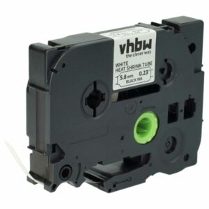 Fita de Etiquetas vhbw Compatível com Brother AHS-211, HS-211, HSe-211 - Tubo Termorretrátil 5.8 mm Preto sobre Branco