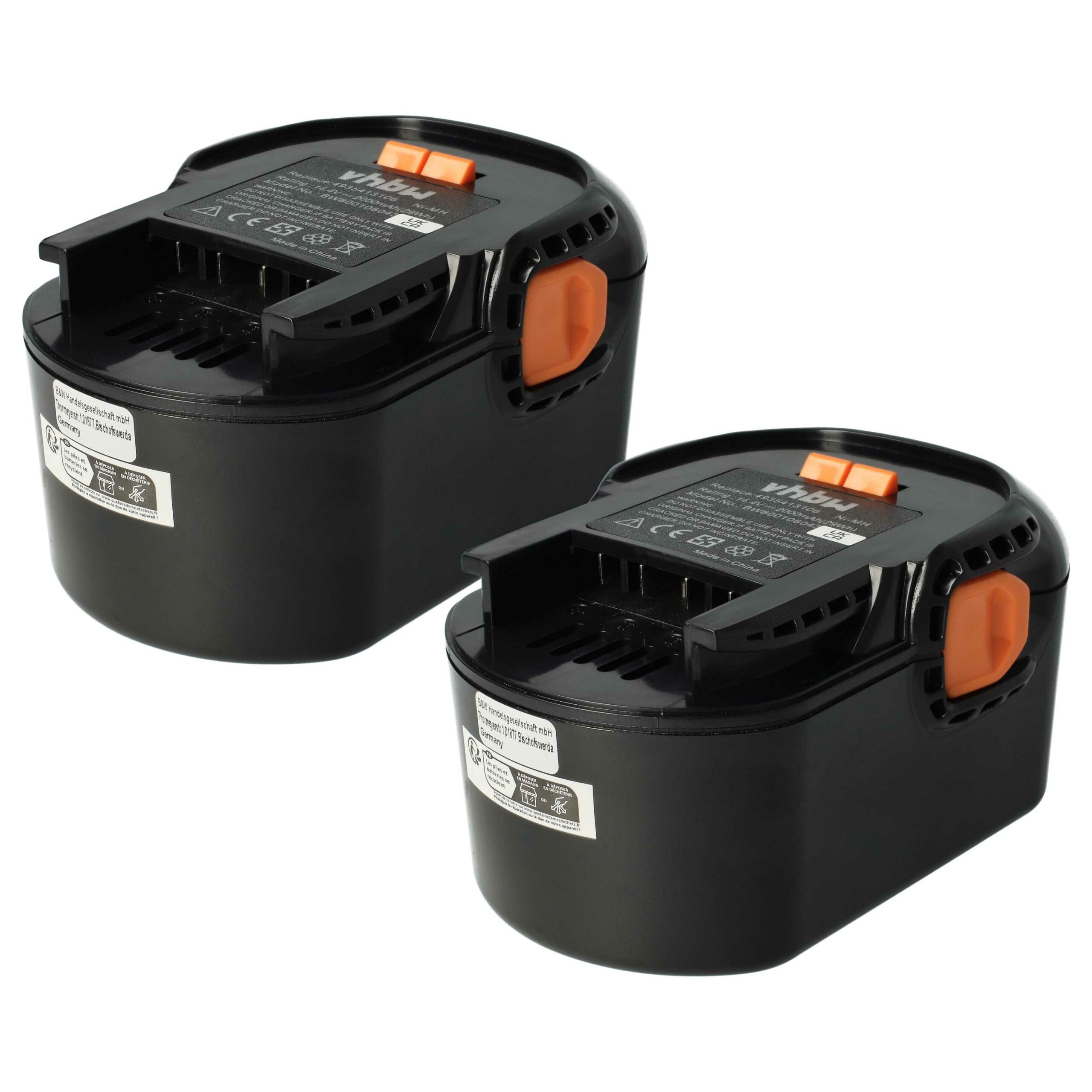 2x Bateria vhbw 2000 mAh 14.4 V NiMH para AEG 4935413106, 4935416790, B1414G, B1415R