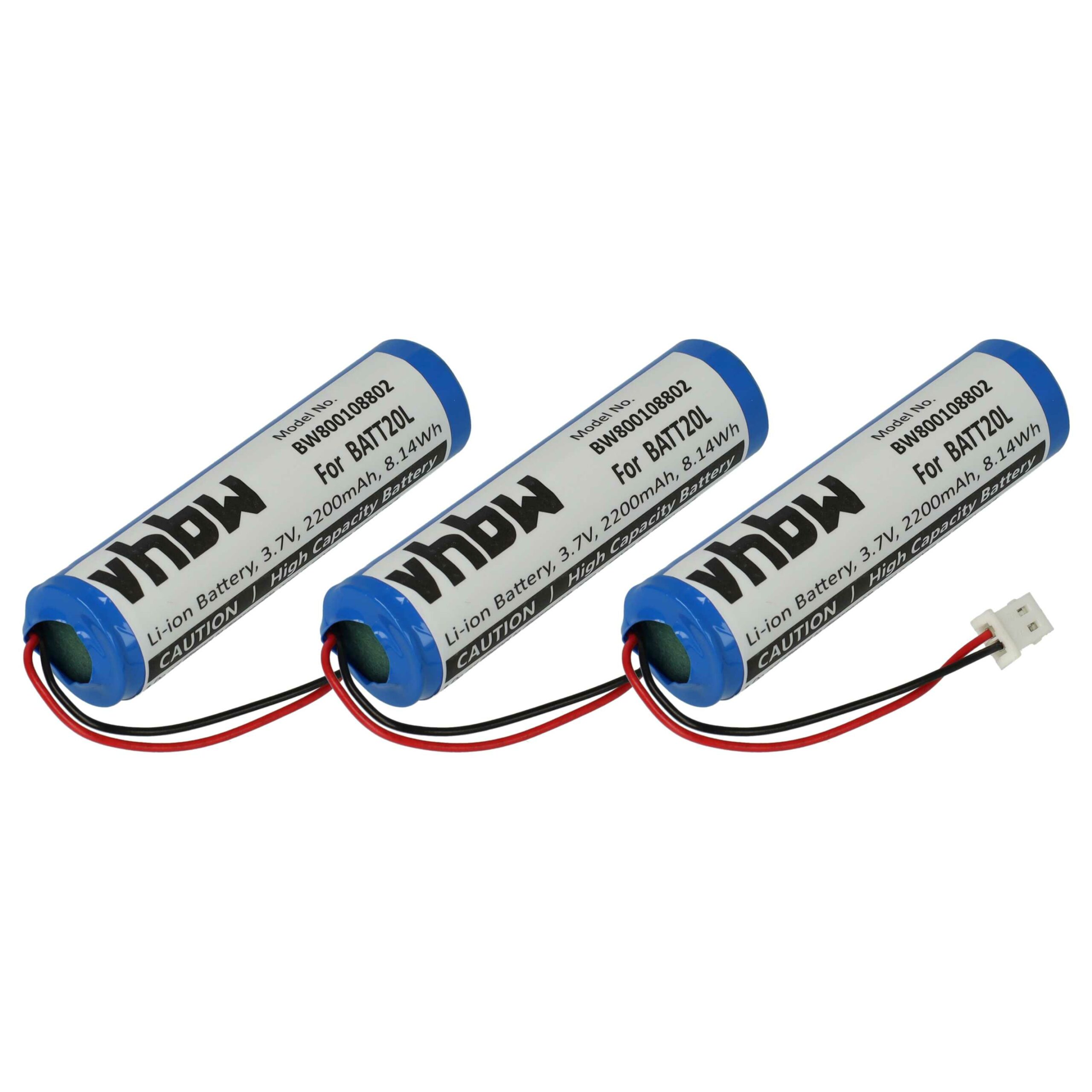 Bateria vhbw 3x BATT20L para Rádio DAB Midland - 2200 mAh 3.7 V Li-Ion