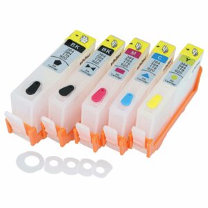 5x Cartuchos Recarregáveis vhbw para HP 364 XL - Tinta CMYK + Preto Fotográfico com Chip