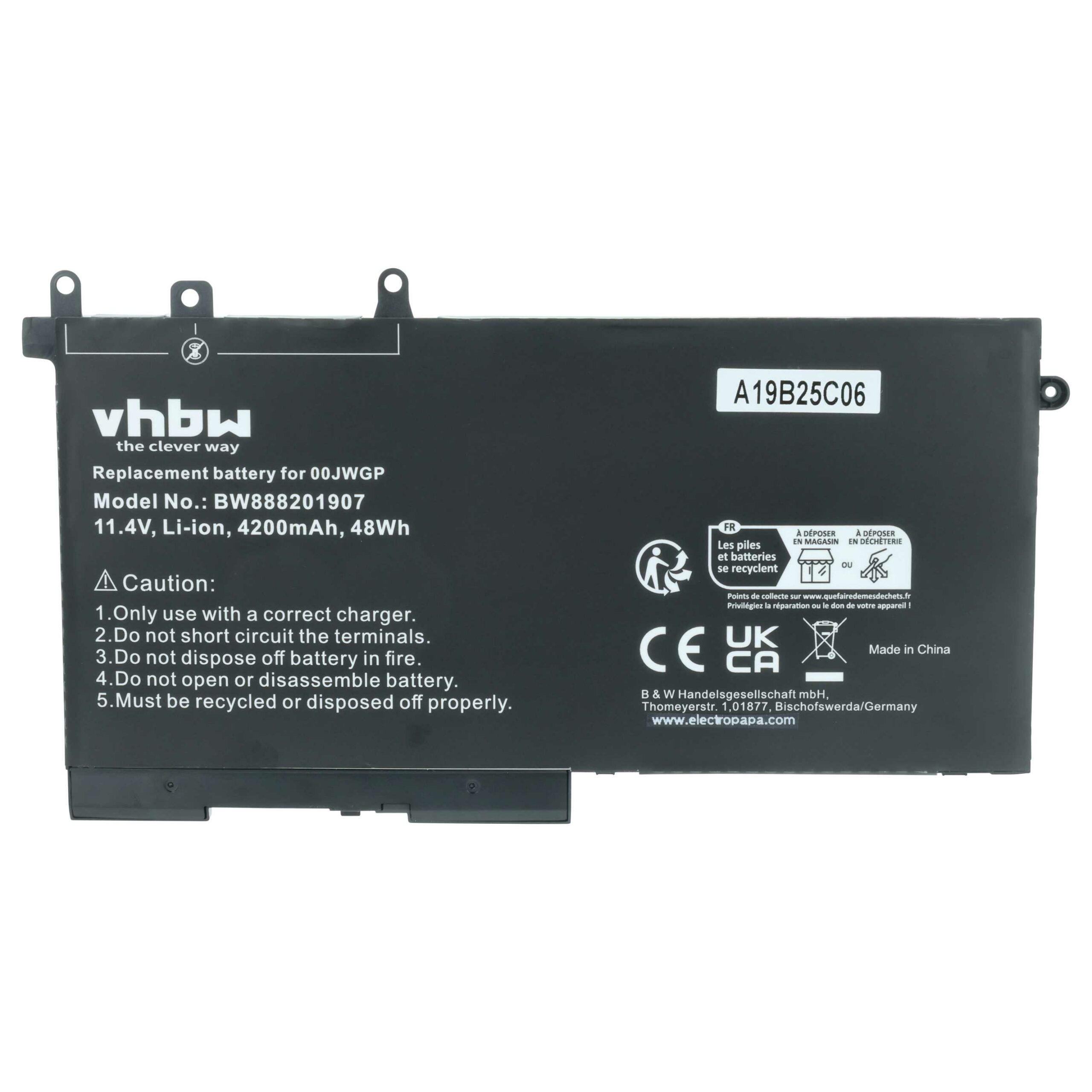 Bateria vhbw para Portátil Dell - 4200 mAh 11.4 V Li-Ion (Substitui 83XPC, 0DJWGP, 3DDDG, 00JWGP, D4CMT, 93FTF, 4yfvg) - Image 3