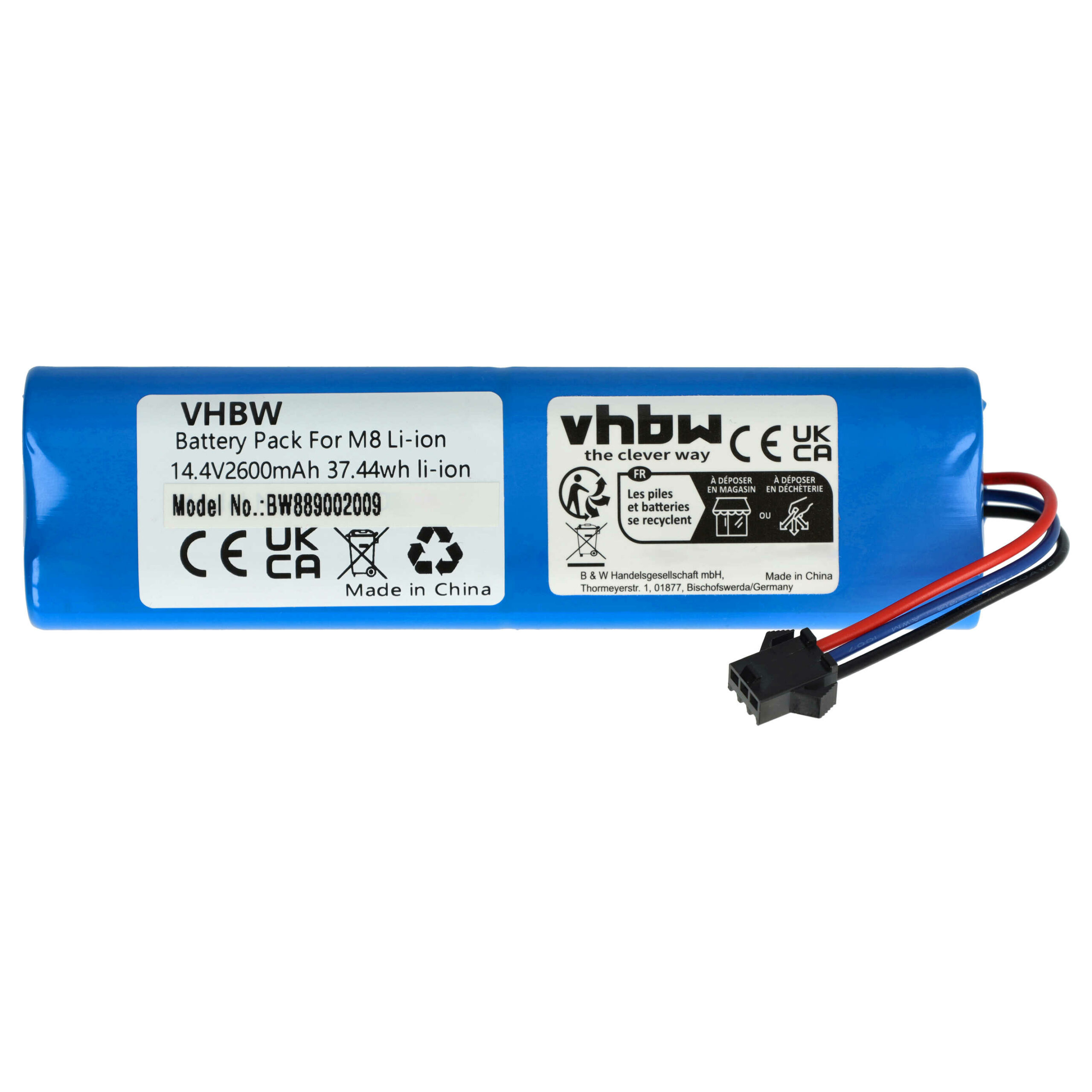 Bateria vhbw 2600mAh 14.4V Li-Ion para Proscenic M7 Pro, M8 Pro, Lydsto R1, Roidmi Eve Plus e outros robôs aspiradores - Image 3