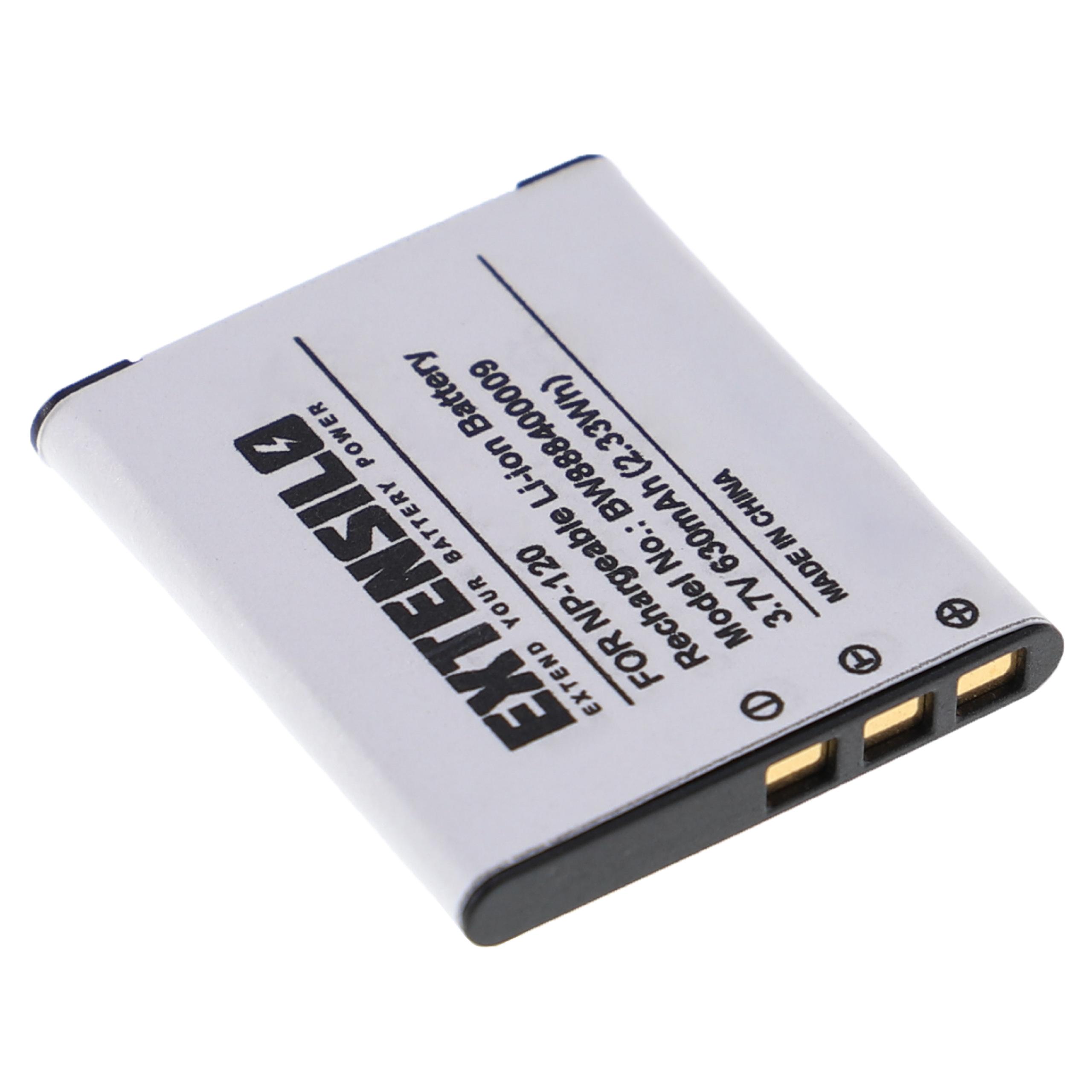2x Bateria EXTENSILO NP-120DBA / NP-120 para Casio - 630mAh, 3.7V, Li-Ion - Image 3