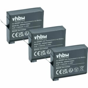 Pack 3x Bateria vhbw para GoPro AHDBT-401 - 1160 mAh 3.7V Li-Ion