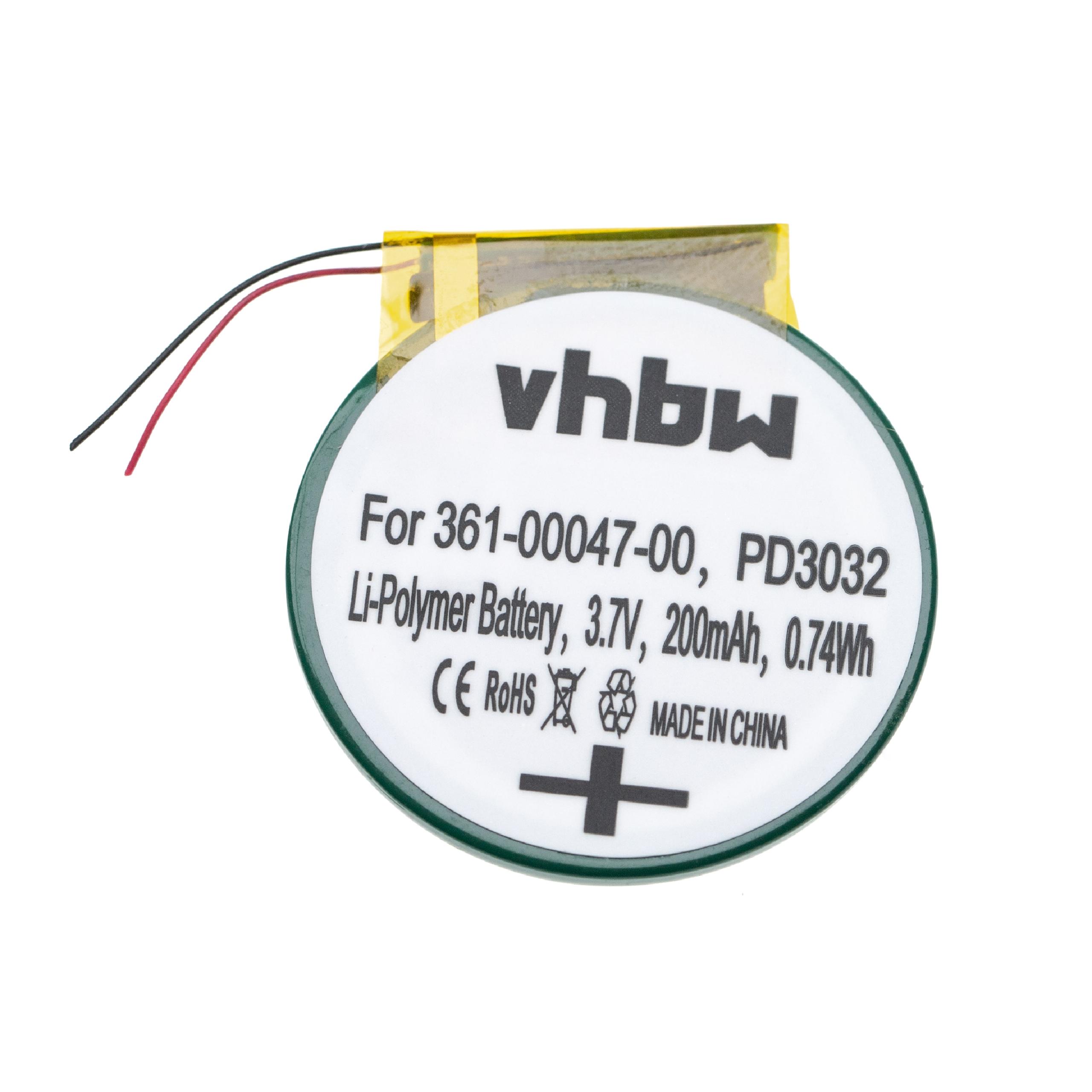 Bateria vhbw para Smartwatch Garmin (361-00047-00, PD3032) - 200 mAh 3.7V Li-polymer