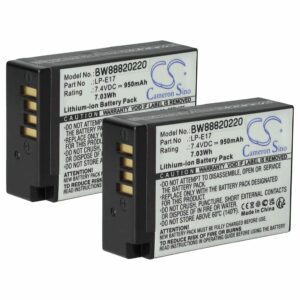 2x Bateria compatível com Canon LP-E17 - 950mAh, 7.2V, Li-Ion vhbw