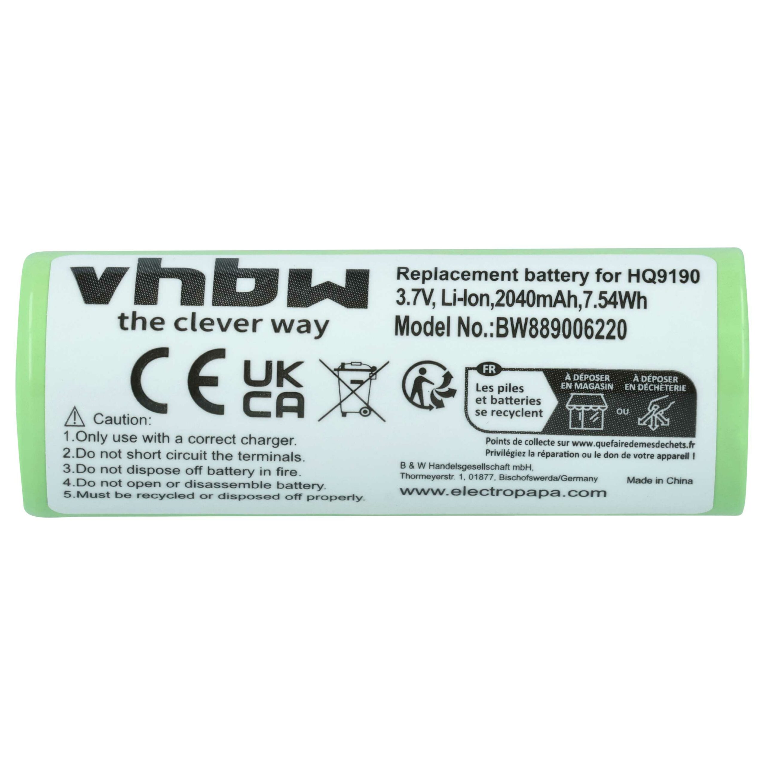 Bateria para Máquina de Barbear Elétrica Philips vhbw 2x 2040 mAh 3.7V Li-Ion - Image 3