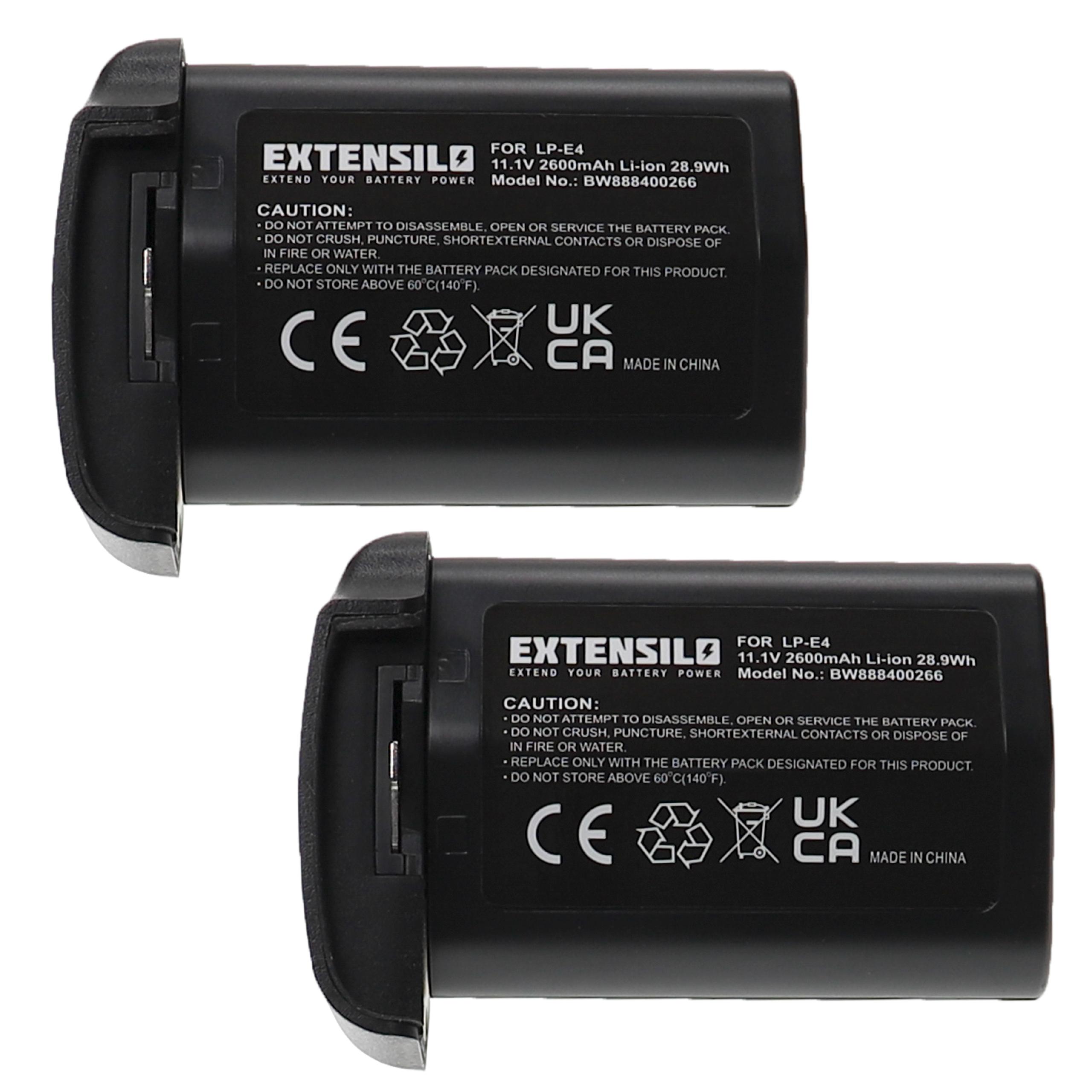 2x Bateria EXTENSILO LP-E4N/LP-E4 Canon - 2600mAh, 11.1V, Li-Ion