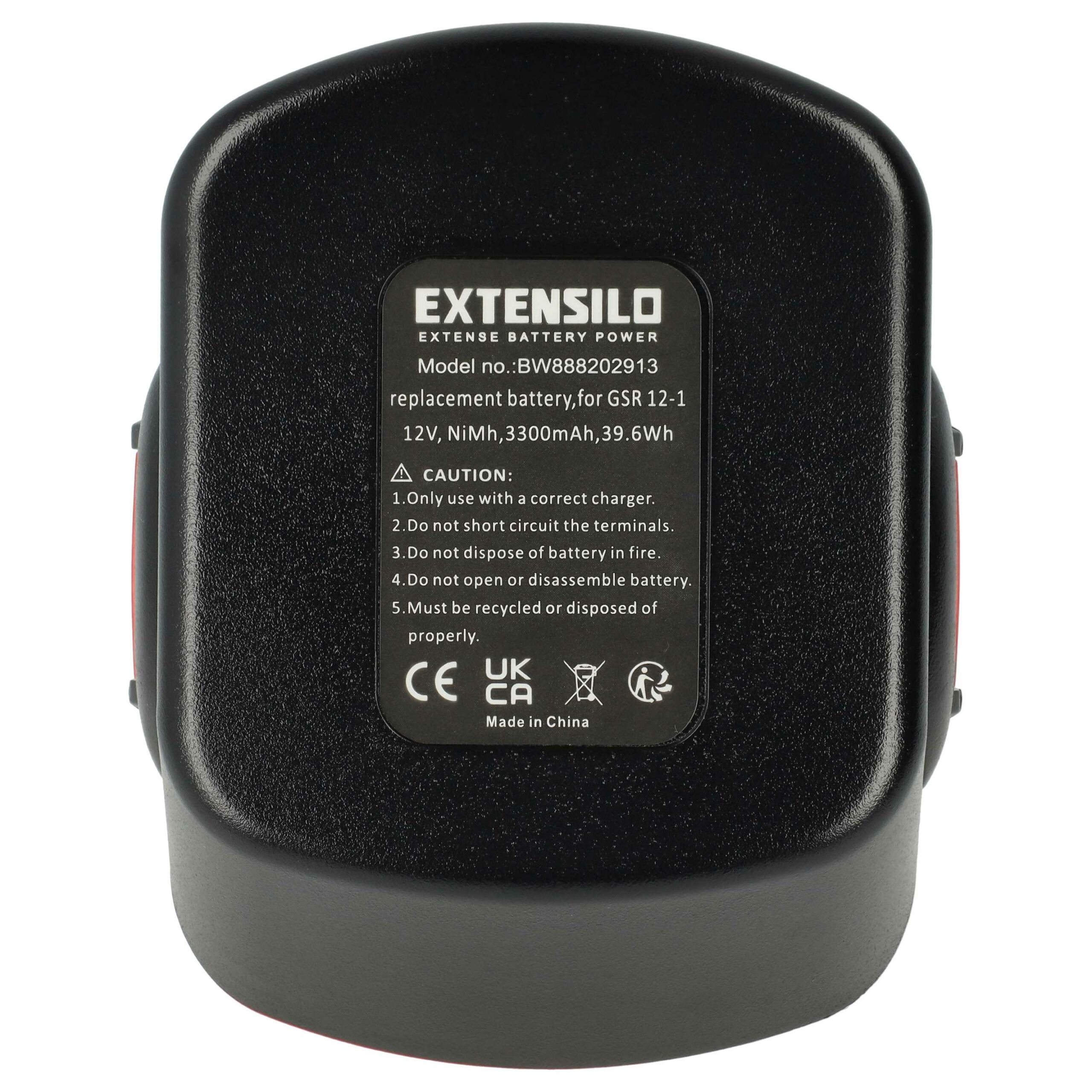 Bateria EXTENSILO para Bosch GSR 12V, PAG 12V, PSR 12V - 3300 mAh, 12V, NiMH - Image 3