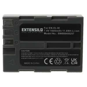 Bateria EXTENSILO compatível Nikon EN-EL3e - 1600mAh, 7.4V, Li-Ion