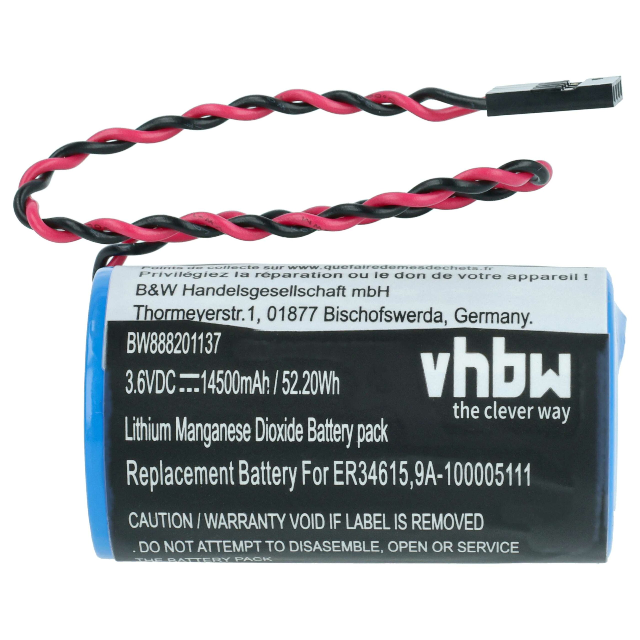 Bateria vhbw Cameron Nuflo 9A-100005111 - 14500 mAh 3.6 V Li-MnO2 - Image 3