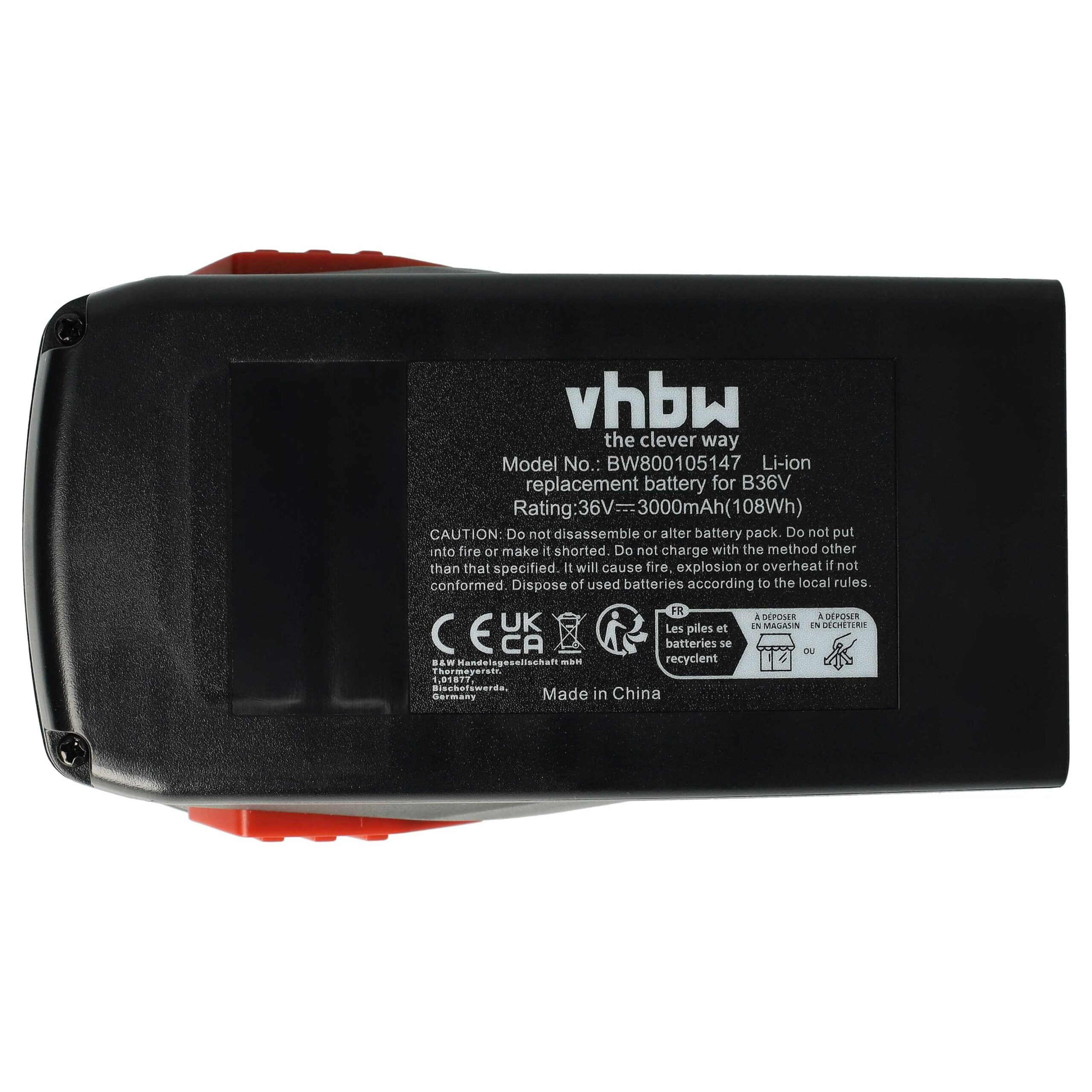 Bateria vhbw para Hilti B36, B36V, 2203932, 418009 - 3000 mAh, 36 V, Li-Ion - Image 3