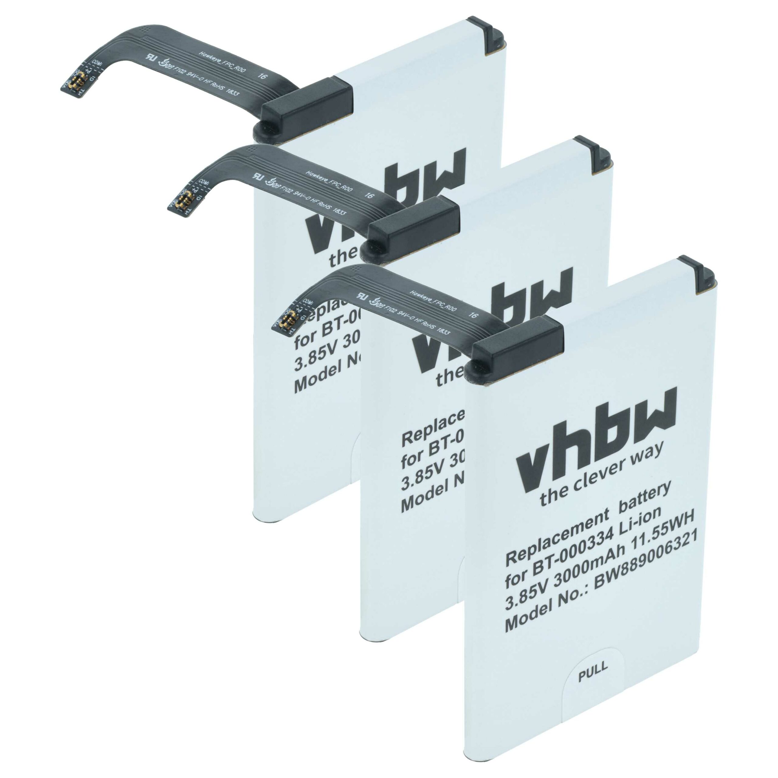 3x Bateria para Scanner Zebra 03MAY18, BT-000334, BT-000334-1 - 3000 mAh 3.85 V
