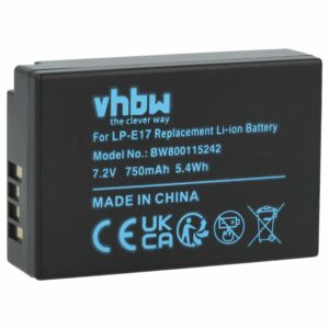 Bateria Compatível Canon LP-E17 - 750mAh, 7.2V, Li-Ion vhbw
