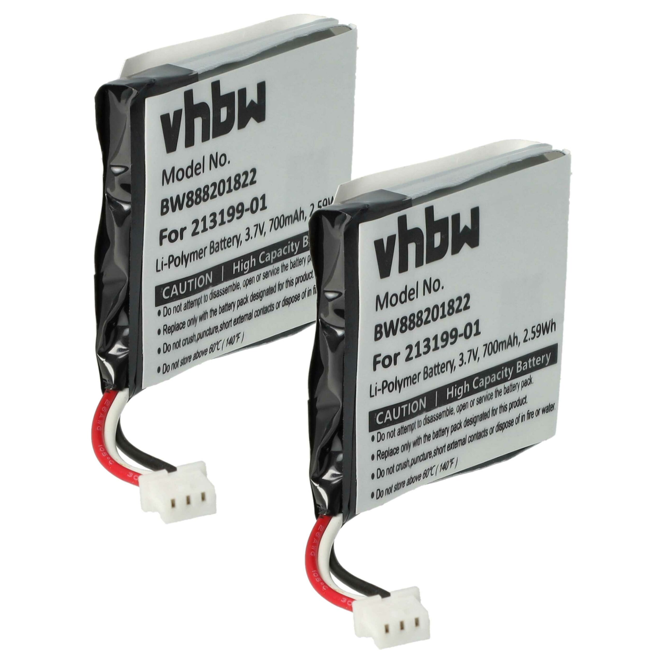 Bateria para Auricular Wireless Plantronics vhbw 2x 650 mAh 3.7 V Li-polymer