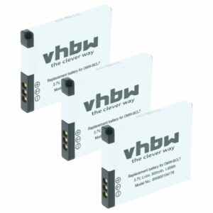 3x Bateria compatível Panasonic DMW-BCL7, DMW-BCL7E - 500mAh, 3.6V, Li-Ion