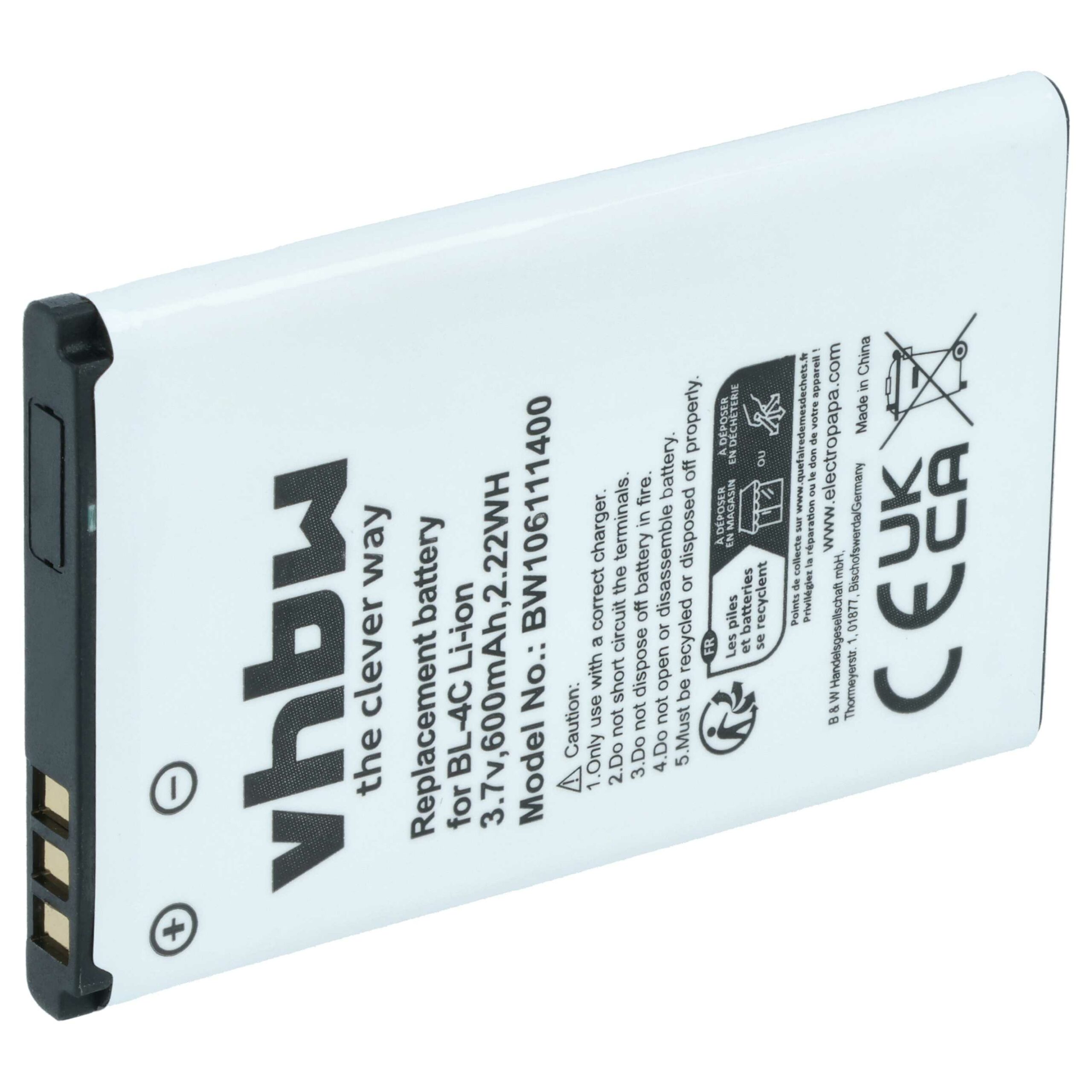 Pack 3x Bateria vhbw 600 mAh 3.7V Li-Ion para Bea-fon C140/C240, EU001B, S400 EU001W - Image 2