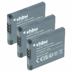 3 Baterias vhbw NB-11LH / NB-11L para Canon - 500mAh, 3.7V, Li-Ion