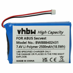 Bateria para Sistema de Alarme ABUS FUBT50000 - 2500 mAh 7.4 V Li-polímero vhbw