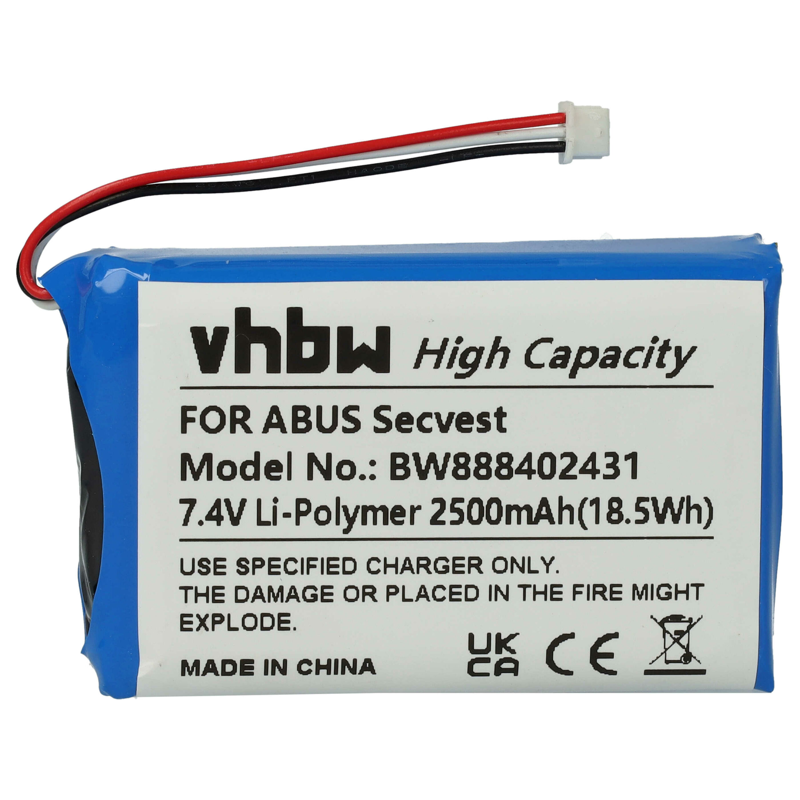 Bateria para Sistema de Alarme ABUS FUBT50000 - 2500 mAh 7.4 V Li-polímero vhbw