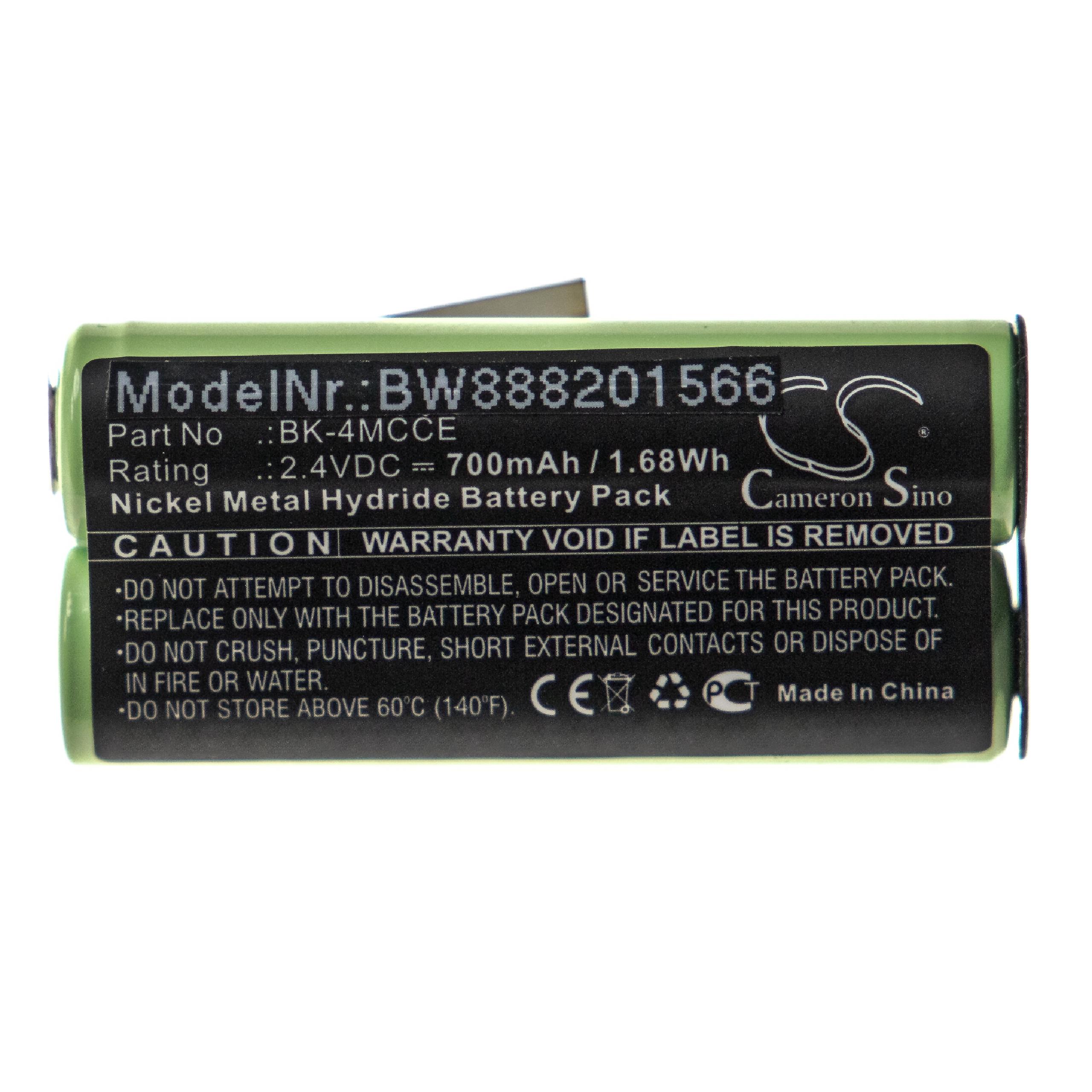 Bateria para Escova de Dentes Elétrica Waterpik BK-4MCCE - 700mAh, 2.4V vhbw