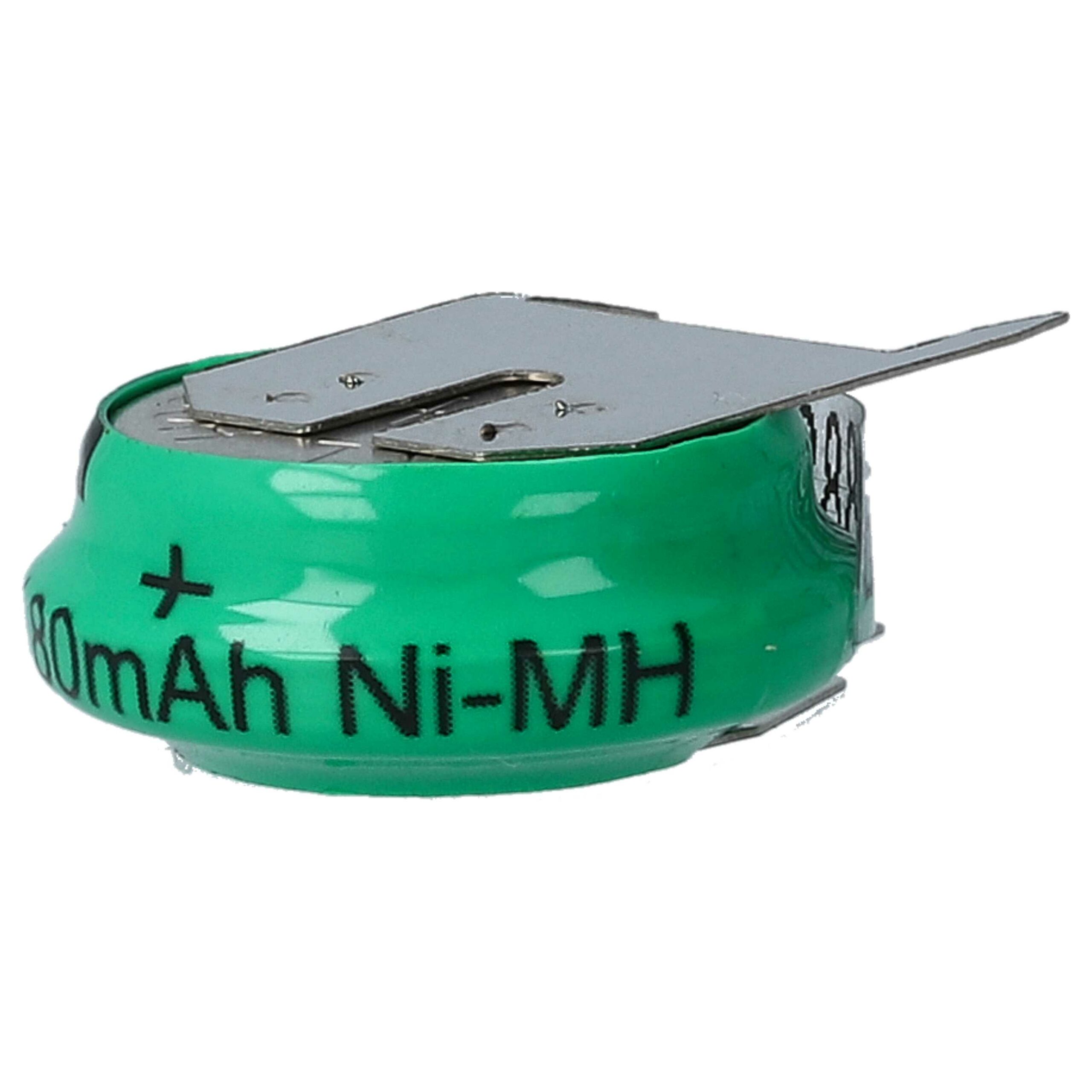 Bateria de Célula de Botão V80H NiMH 80 mAh 1.2V com 3 Pinos - vhbw - Image 2