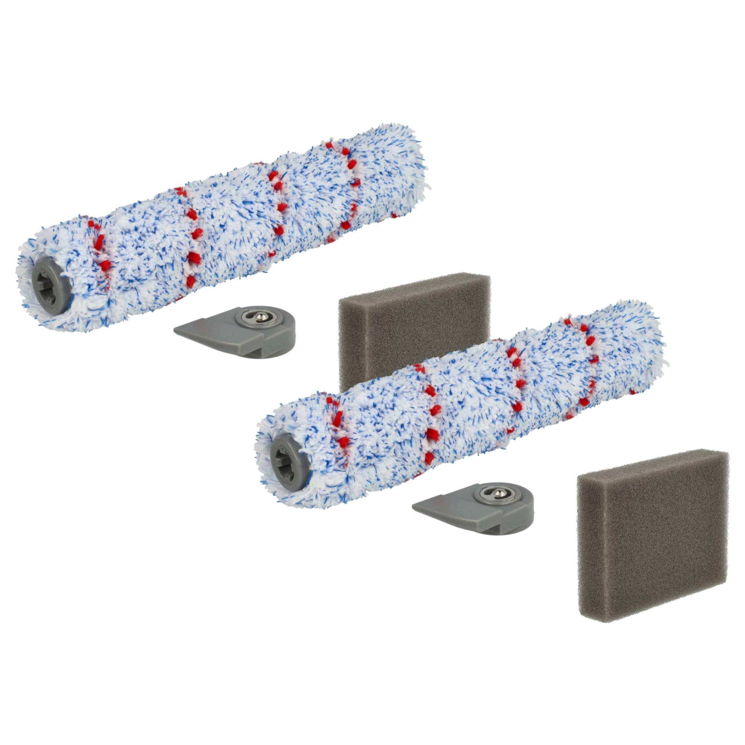 Kit de Acessórios vhbw para Aspirador Leifheit 11918 - Filtro de Espuma e Rolos de Escova - 4 Peças