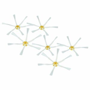 Escova lateral para iRobot Roomba 616, 621, 651, 765 - Kit com 6 escovas de 6 braços, branco e amarelo