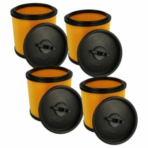 4x Filtro Cartucho Substituto Grizzly 91092030 para Aspirador Parkside, Preto/Amarelo
