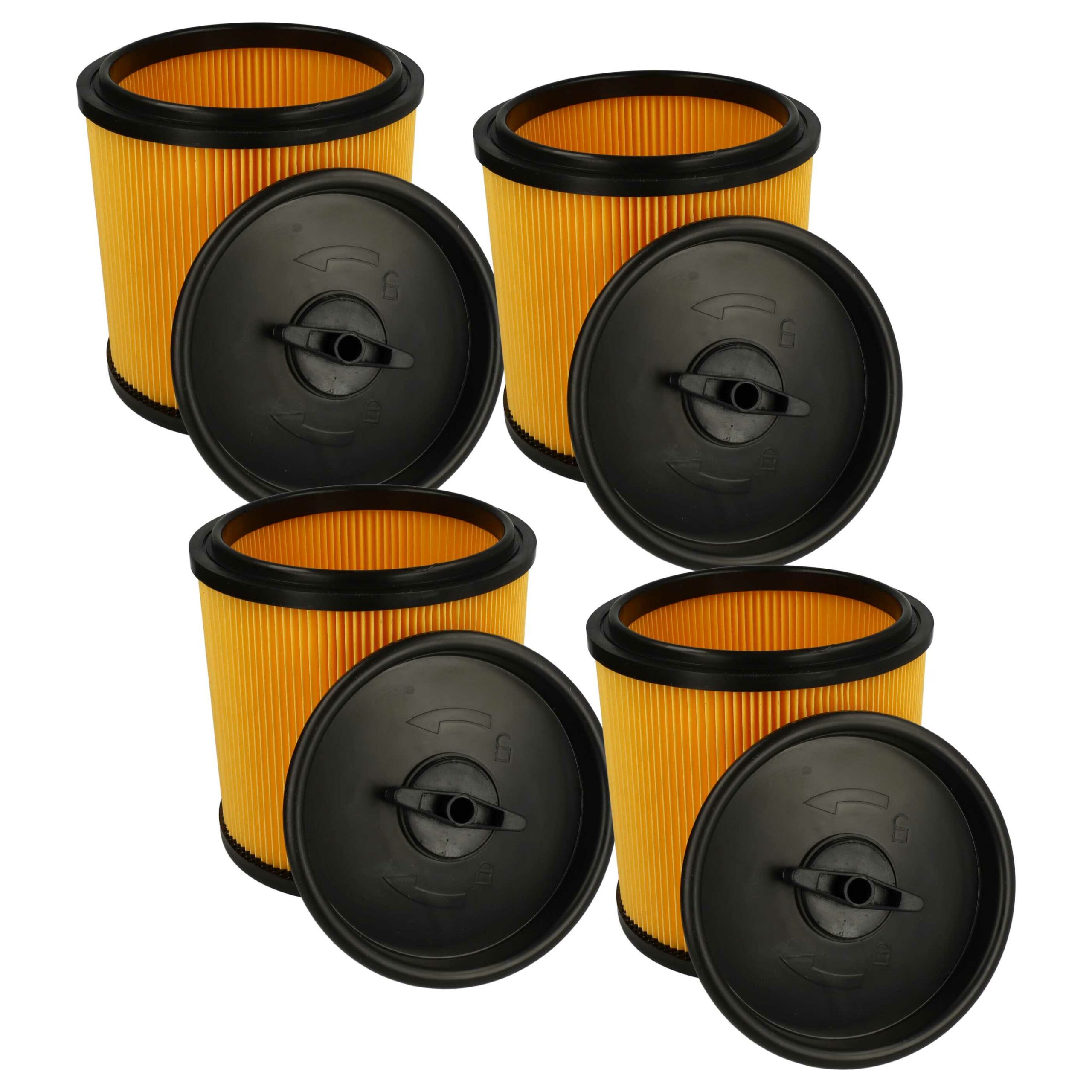 4x Filtro Cartucho Substituto Grizzly 91092030 para Aspirador Parkside, Preto/Amarelo