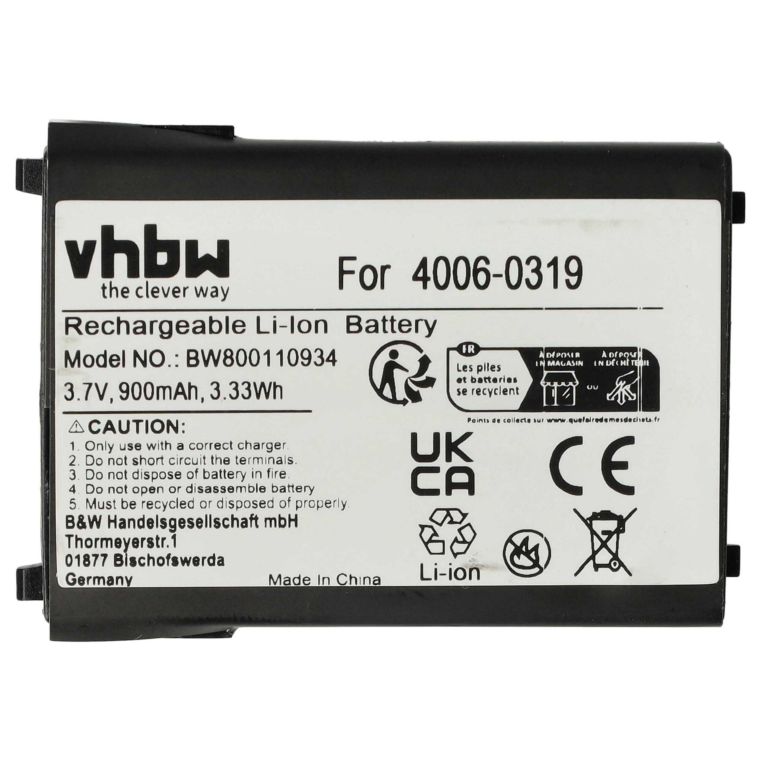 Bateria vhbw 900 mAh 3.7V para Scanner Unitech/PSC/Wasp (95A201004) - Image 3