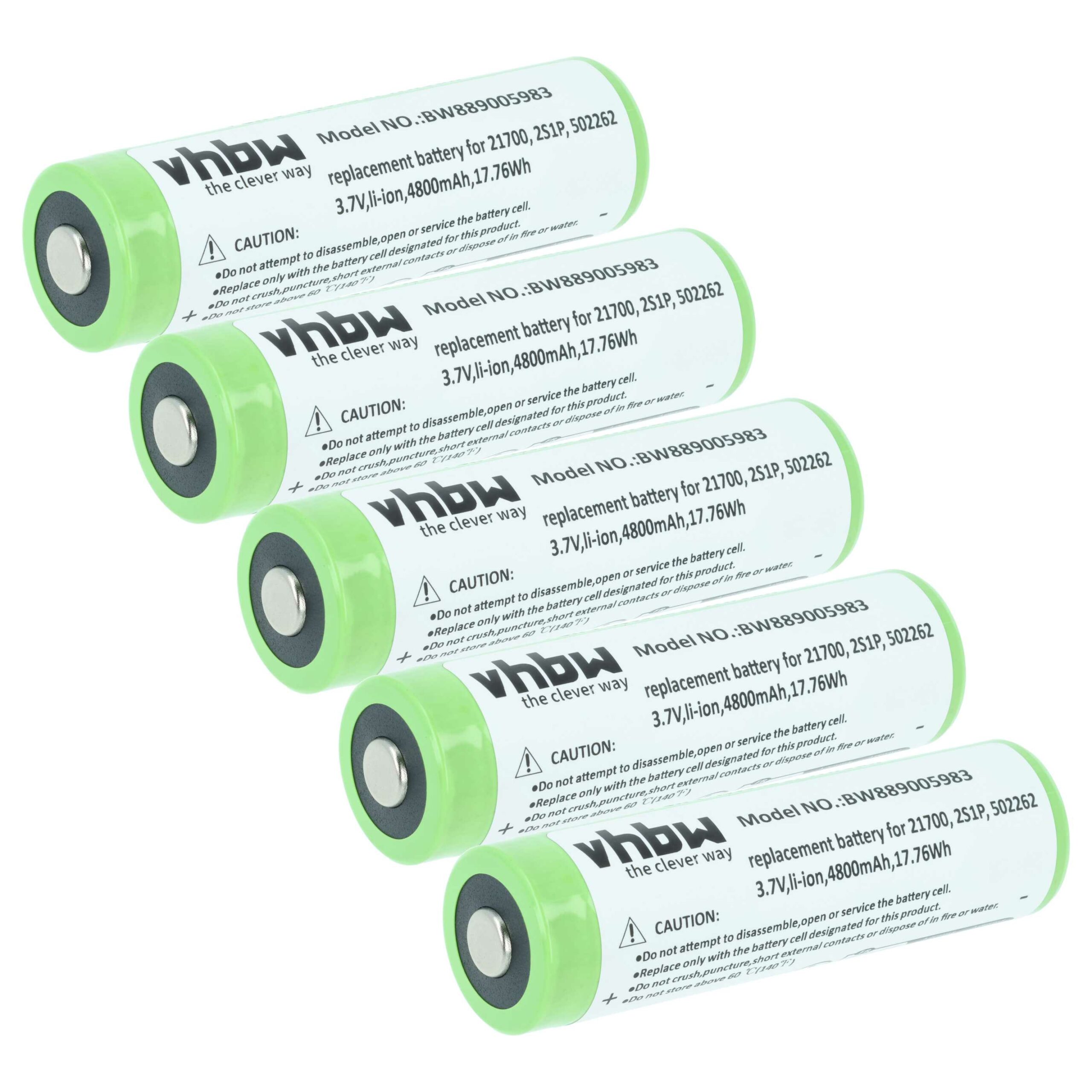 Bateria vhbw 5x compatível com Ledlenser 2S1P - 4.8 Ah 3.7 V Li-Ion