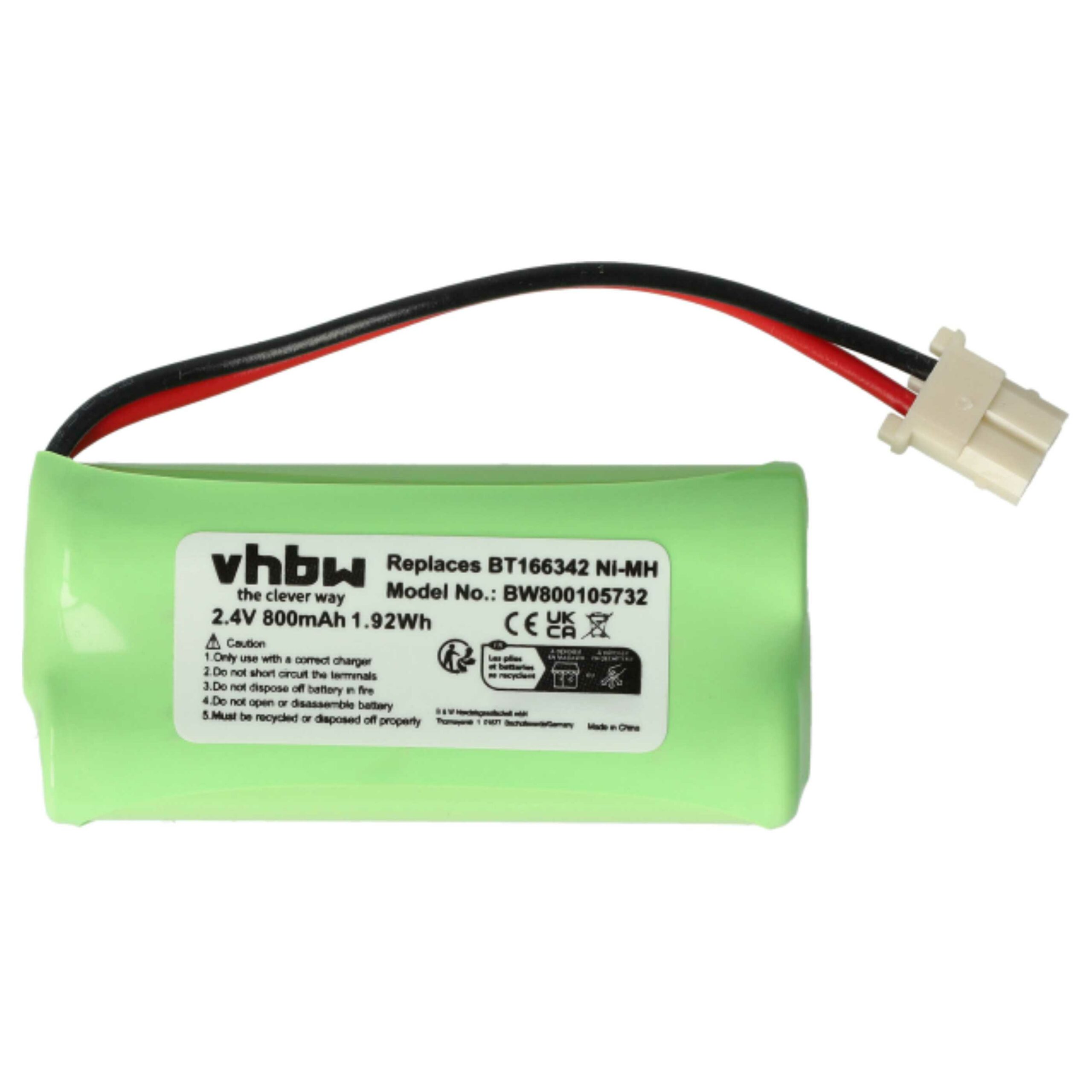 2x Bateria vhbw substitui Motorola BT283342, BT183342 para telefone fixo Philips - 800 mAh 2.4 V NiMH - Image 3