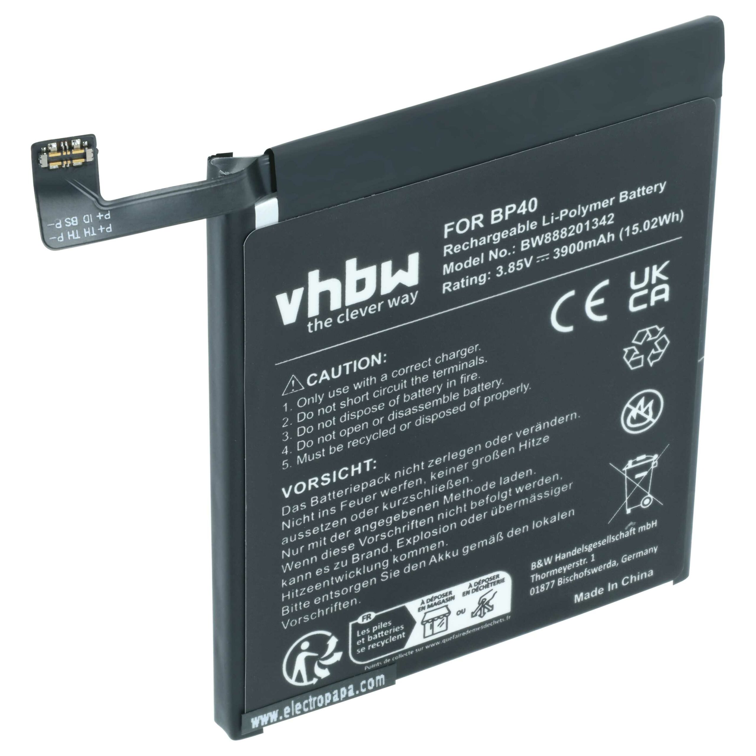 Bateria vhbw para Redmi BP40 - 3900 mAh 3.85 V Li-polímero