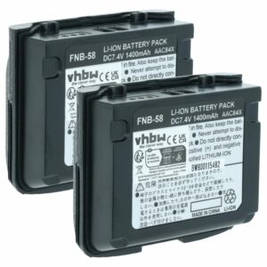 2x Bateria para Rádio Yaesu Vertex FNB-58, FNB-80Li, FNB-58Li, FNB-80 - 1400 mAh 7.4 V Li-Ion