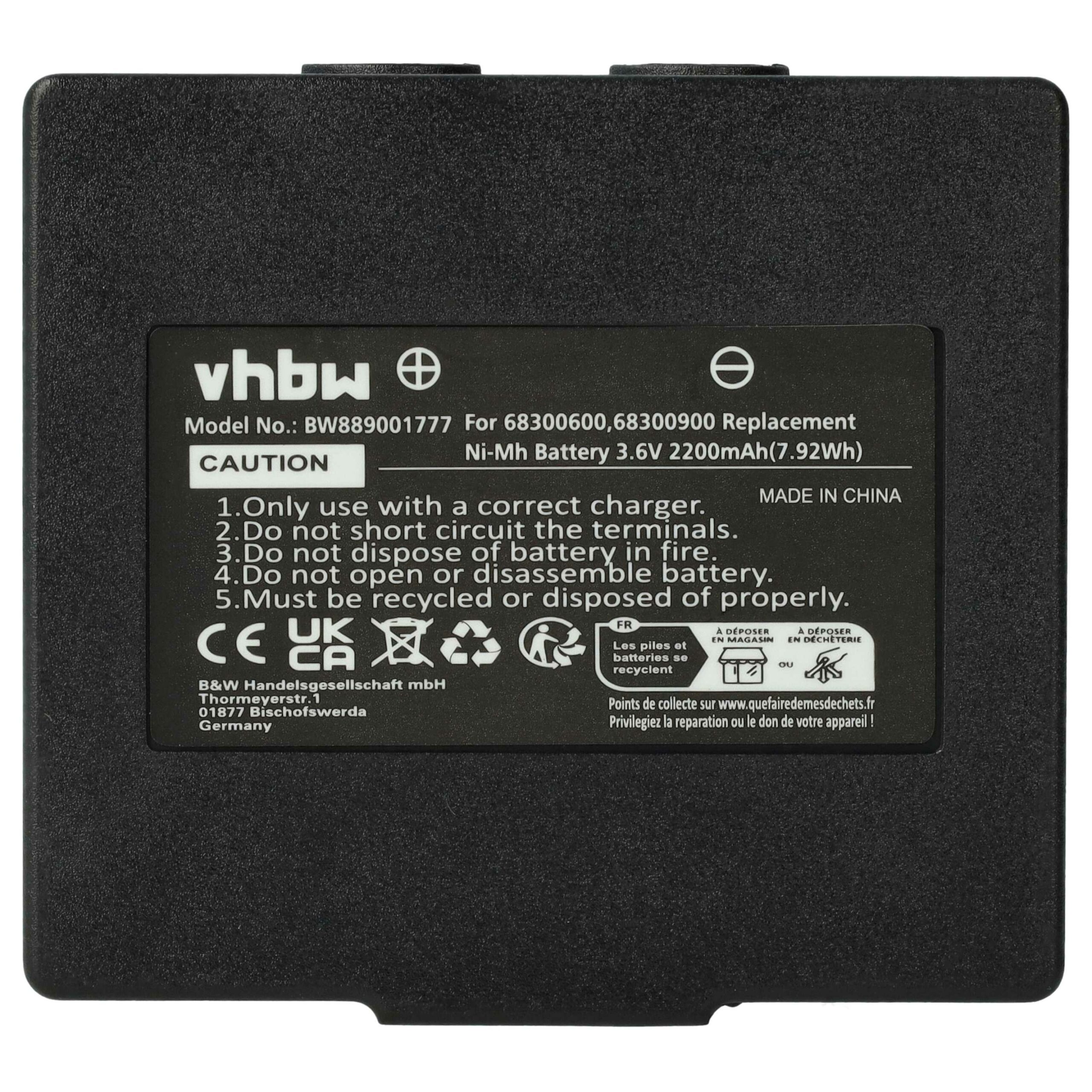 Bateria de Substituição vhbw para Abitron KH68300990, Comando Remoto EX2-22 - 2200 mAh