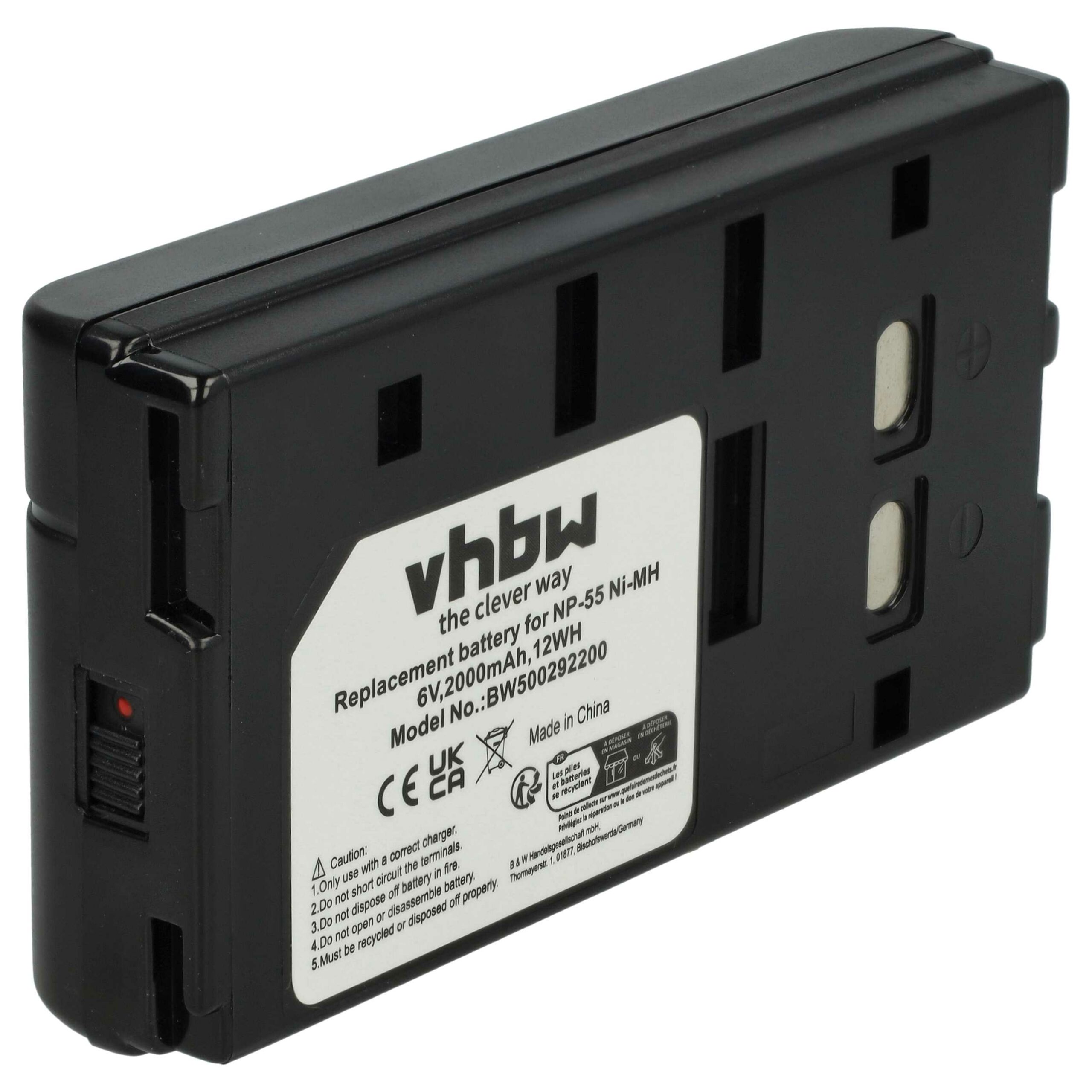 Bateria para Câmara Vídeo Compatível JVC BN-V65U, BN-V50U, BN-V25U, BN-V22U - 2000 mAh 6V NiMH