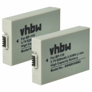Bateria vhbw 2x para Canon BP-110 - 800 mAh 3.7 V Li-Ion